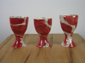 Imbibe!  In my new line of drinking vessels I've incorporated expressively decorated wine cups.  For those who favor even stronger elixirs, this pattern also comes in a shot/sake glass.